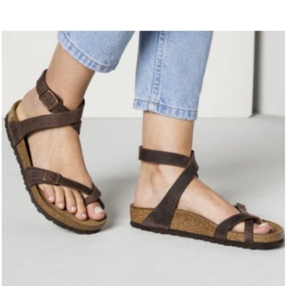 Birkenstock Brown Sandals with Cork Footbed